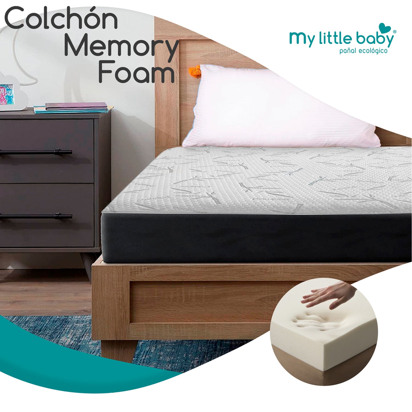 Colchón Memory Foam Impermeable de bambú