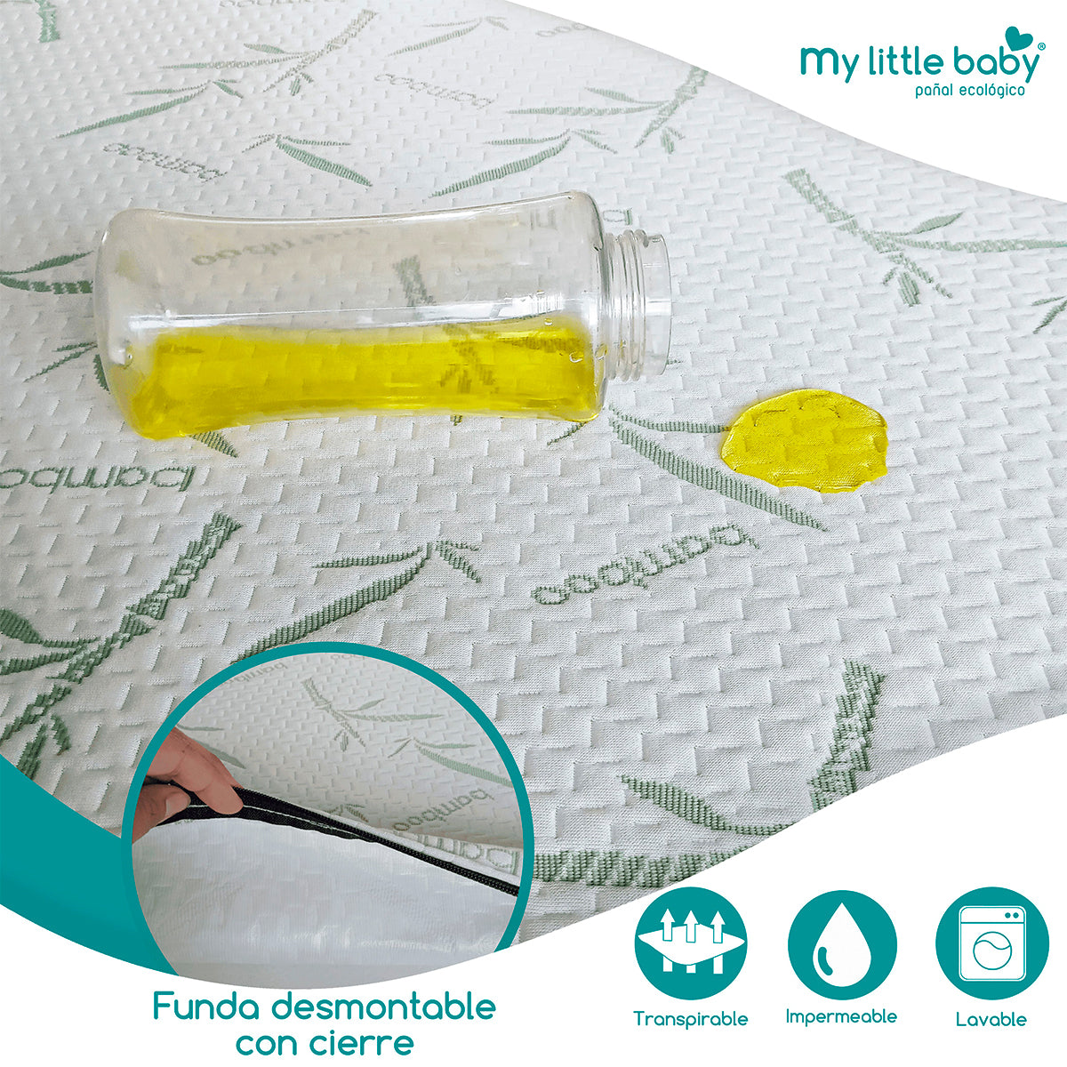 Colchón Individual Plegable de bambú 190 x 70 x 10 cm | Espuma HD, Funda Impermeable  Hecho en México por Colchones Dorm®