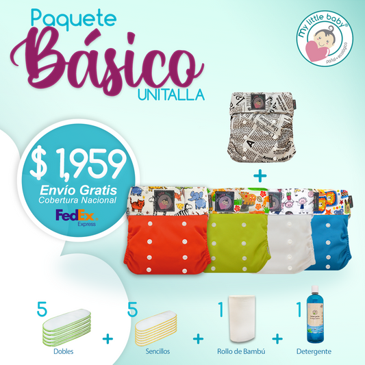 Paquete de 5 pañales Básico y accesorios