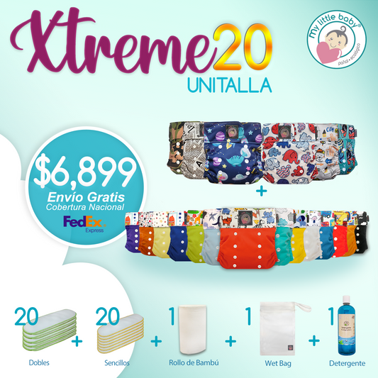 Paquete de 20 pañales y accesorios