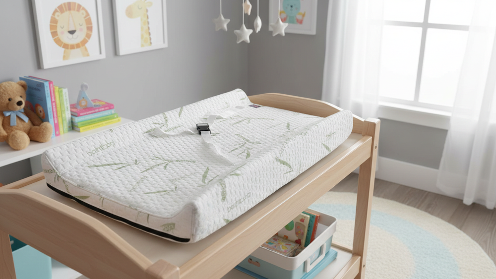 Colchón Cambiador para Bebé – Bambú Impermeable | Seguro y Cómodo en Cada Cambio de Pañal y Ropa | 80 x 40 x 11 cm |